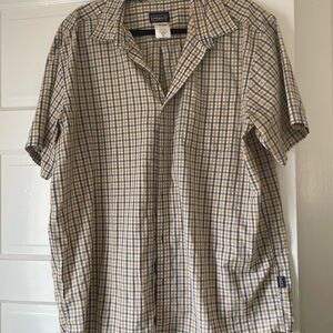 Patagonia Men's Yellow and Blue Checkered Shirt